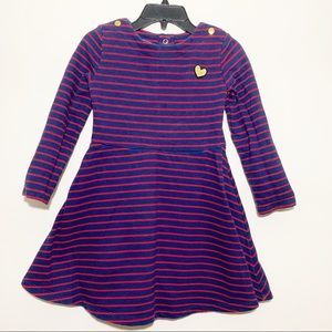OshKosh navy/maroon long sleeve stripe dress